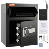 Darrahopens Furniture > Sofas > Sofas & Sofa Beds VEVOR 1.7 Cub Depository Safe, Deposit Safe with Drop Slot, Electronic Code Lock and 2 Emergency Keys, 17.71'' x 13.77'' x 13.77'' Business Drop Slot Safe for Cash, Mail in Home, Hotel, Office
