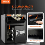 Darrahopens Furniture > Sofas > Sofas & Sofa Beds VEVOR 1.7 Cub Depository Safe, Deposit Safe with Drop Slot, Electronic Code Lock and 2 Emergency Keys, 17.71'' x 13.77'' x 13.77'' Business Drop Slot Safe for Cash, Mail in Home, Hotel, Office