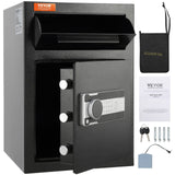 Darrahopens Furniture > Sofas > Sofas & Sofa Beds VEVOR 2.5 Cub Depository Safe, Deposit Safe with Drop Slot, Electronic Code Lock and 2 Emergency Keys, 20.27'' x 13.97'' x 13.97'' Business Drop Slot Safe for Cash, Mail in Home, Hotel, Office