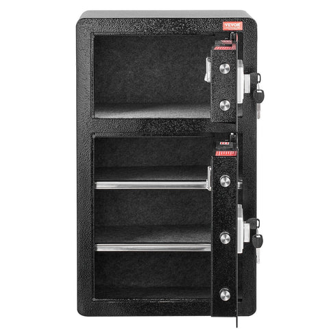 Darrahopens Furniture > Sofas > Sofas & Sofa Beds VEVOR Double Doors 4.5 cu.ft Safe Box with Key Lock & Password, Safe Lock Box with Fireproof Bag, Key Rack, LED Light and 2 Height Adjustable and Removable Divider for Money, Documents, Jewelry and Valuables, Black