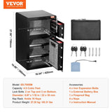 Darrahopens Furniture > Sofas > Sofas & Sofa Beds VEVOR Double Doors 4.5 cu.ft Safe Box with Key Lock & Password, Safe Lock Box with Fireproof Bag, Key Rack, LED Light and 2 Height Adjustable and Removable Divider for Money, Documents, Jewelry and Valuables, Black