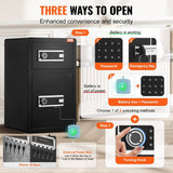 Darrahopens Furniture > Sofas > Sofas & Sofa Beds VEVOR Double Doors 4.5 cu.ft Safe Box with Key Lock & Password, Safe Lock Box with Fireproof Bag, Key Rack, LED Light and 2 Height Adjustable and Removable Divider for Money, Documents, Jewelry and Valuables, Black