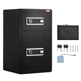 Darrahopens Furniture > Sofas > Sofas & Sofa Beds VEVOR Double Doors 4.5 cu.ft Safe Box with Key Lock & Password, Safe Lock Box with Fireproof Bag, Key Rack, LED Light and 2 Height Adjustable and Removable Divider for Money, Documents, Jewelry and Valuables, Black