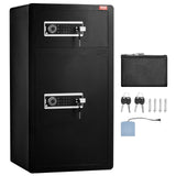 Darrahopens Furniture > Sofas > Sofas & Sofa Beds VEVOR Double Doors 7.2 cu.ft Safe Box with Key Lock & Password, Safe Lock Box with Fireproof Bag, Key Rack, LED Light and 2 Height Adjustable and Removable Divider for Money, Documents, Jewelry and Valuables, Black