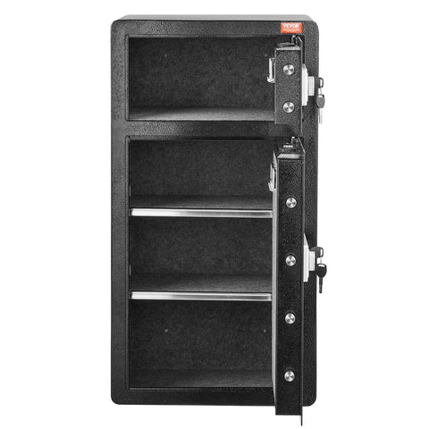 Darrahopens Furniture > Sofas > Sofas & Sofa Beds VEVOR Double Doors 7.2 cu.ft Safe Box with Key Lock & Password, Safe Lock Box with Fireproof Bag, Key Rack, LED Light and 2 Height Adjustable and Removable Divider for Money, Documents, Jewelry and Valuables, Black