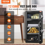 Darrahopens Furniture > Sofas > Sofas & Sofa Beds VEVOR Double Doors 7.2 cu.ft Safe Box with Key Lock & Password, Safe Lock Box with Fireproof Bag, Key Rack, LED Light and 2 Height Adjustable and Removable Divider for Money, Documents, Jewelry and Valuables, Black