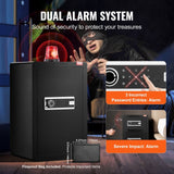 Darrahopens Furniture > Sofas > Sofas & Sofa Beds VEVOR Single Door 3.5 cu.ft Safe Box with Key Lock & Password, Safe Lock Box with Fireproof Bag, Key Rack, LED Light, and 2 Shelves for Money, Documents, Jewelry, and Valuables, Black