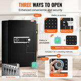 Darrahopens Furniture > Sofas > Sofas & Sofa Beds VEVOR Single Door 3.5 cu.ft Safe Box with Key Lock & Password, Safe Lock Box with Fireproof Bag, Key Rack, LED Light, and 2 Shelves for Money, Documents, Jewelry, and Valuables, Black