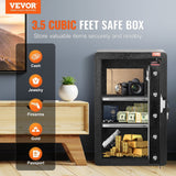 Darrahopens Furniture > Sofas > Sofas & Sofa Beds VEVOR Single Door 3.5 cu.ft Safe Box with Key Lock & Password, Safe Lock Box with Fireproof Bag, Key Rack, LED Light, and 2 Shelves for Money, Documents, Jewelry, and Valuables, Black