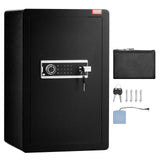 Darrahopens Furniture > Sofas > Sofas & Sofa Beds VEVOR Single Door 3.5 cu.ft Safe Box with Key Lock & Password, Safe Lock Box with Fireproof Bag, Key Rack, LED Light, and 2 Shelves for Money, Documents, Jewelry, and Valuables, Black