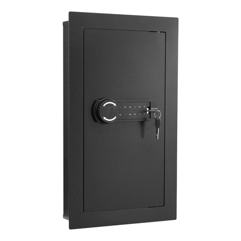 Darrahopens Furniture > Sofas > Sofas & Sofa Beds VEVOR Wall Safe, 3-Tier Hidden Wall Mounted Safe with Password & Key, Q235 Cold-Rolled Steel In-Wall Box with LED Lighting, 2 Adjustable Shelves & 5 Key Holders for Money, Jewelry, Passport, Black