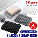 Darrahopens Gift & Novelty 2X Silicone Soap Dish Soap Holder Rack Tray Plate Saver Storage For Bathroom new
