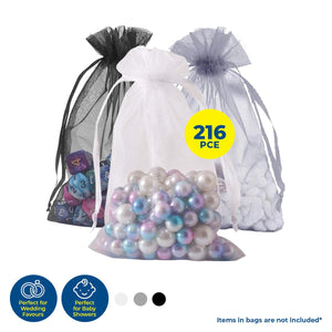 Darrahopens Gift & Novelty > Bags Party Central 216PCE Organza Bags Assorted Colours Multipurpose 17 x 12cm