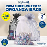 Darrahopens Gift & Novelty > Bags Party Central 288PCE Organza Bags Assorted Colours Multipurpose 15 x 9.5cm