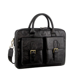 Darrahopens Gift & Novelty > Bags Pierre Cardin Leather Multi-Compartment Business Laptop Bag - Black