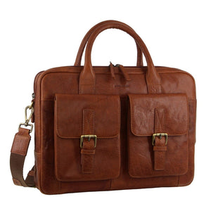 Darrahopens Gift & Novelty > Bags Pierre Cardin Leather Multi-Compartment Business Laptop Bag - Tan