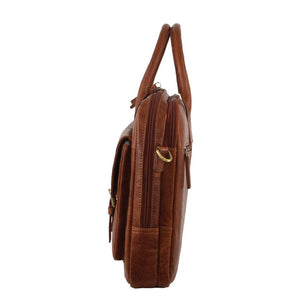 Darrahopens Gift & Novelty > Bags Pierre Cardin Leather Multi-Compartment Business Laptop Bag - Tan