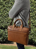 Darrahopens Gift & Novelty > Bags Pierre Cardin Mens Italian Leather Computer Laptop Bag Travel - Tan