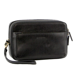 Darrahopens Gift & Novelty > Bags Pierre Cardin Mens Italian Leather Organizer Bag Toiletry Travel - Black