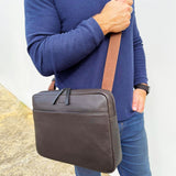 Darrahopens Gift & Novelty > Bags Pierre Cardin Mens Leather 13" Laptop Computer Bag - Brown