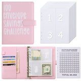 Darrahopens Gift & Novelty > Books > Activity Books 100 Envelope Savings Challenge Binder A5 Budget Planner Book PU Leather Cash Stuffing Money Organiser with Magnetic Closure & Tracker (Pink)
