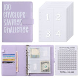 Darrahopens Gift & Novelty > Books > Activity Books 100 Envelope Savings Challenge Binder A5 Budget Planner Book PU Leather Cash Stuffing Money Organiser with Magnetic Closure & Tracker (Purple)