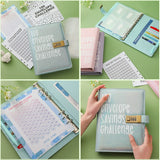 Darrahopens Gift & Novelty > Books > Activity Books 100 Envelope Savings Challenge Binder with Password Lock A5 Cash Stuffing Budget Planner Book Money Organizer for Couples (Blue)