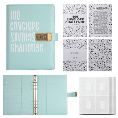 Darrahopens Gift & Novelty > Books > Activity Books 100 Envelope Savings Challenge Binder with Password Lock A5 Cash Stuffing Budget Planner Book Money Organizer for Couples (Blue)