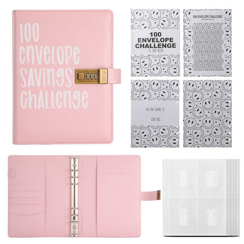 Darrahopens Gift & Novelty > Books > Activity Books 100 Envelope Savings Challenge Binder with Password Lock A5 Cash Stuffing Budget Planner Book Money Organizer for Couples (Pink)