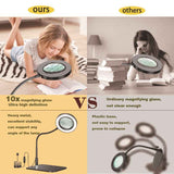 Darrahopens Gift & Novelty > Books > Activity Books 10X Desk Magnifying Glass with Light and Stand, Large Magnifying Lamp Magnifying Light for Crafts Hands Free, Upgrated Head Button Reading Magnifier for Books Sewing