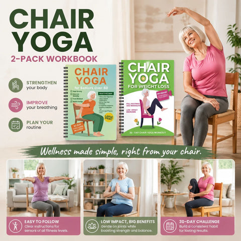 Darrahopens Gift & Novelty > Books > Activity Books 2 Pack Coil Bound Chair Yoga Weight Loss Books For Seniors, Breathing Awareness + Stable Strength Sets In Australia - Darrahopens