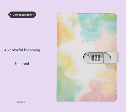 Darrahopens Gift & Novelty > Books > Activity Books A5 Tie-Dye Journal with Combination Lock - 240 Pages, Soft Touch Cover Diary(Colorful)