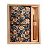Darrahopens Gift & Novelty > Books > Activity Books Cornflower Retro A6 Travelers Leather Notebook & Wooden Pen Gift Box - Floral Botanical Loose-Leaf Journal with Bronze Charm, Kraft Paper and Lined Paper