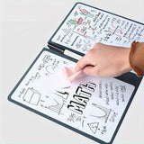 Darrahopens Gift & Novelty > Books > Activity Books Dark Blue A4 PU Leather Whiteboard Notebook with 3-Color Pens, Eraser & Cloth - Reusable Eco-Friendly Desktop Memo Pad & Handheld Writing Tablet