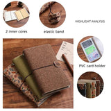 Darrahopens Gift & Novelty > Books > Activity Books Forest Floral Retro A6 Travelers Leather Notebook & Wooden Pen Gift Box - Floral Botanical Loose-Leaf Journal with Bronze Charm, Kraft Paper and Lined Paper