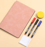 Darrahopens Gift & Novelty > Books > Activity Books Pink A4 PU Leather Whiteboard Notebook with 3-Color Pens, Eraser & Cloth - Reusable Eco-Friendly Desktop Memo Pad & Handheld Writing Tablet