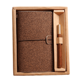 Darrahopens Gift & Novelty > Books > Activity Books Shiny Brown Retro A6 Travelers Leather Notebook & Wooden Pen Gift Box - Floral Botanical Loose-Leaf Journal with Bronze Charm, Kraft Paper and Lined Paper