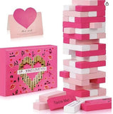 Darrahopens Gift & Novelty > Games > Activity Games Block Tower Jenga Game - Jenga for Couples - Valentine's Day Tumbling Tower Jenga Game - Party Favor for an Adult Couples Night Out - Pink