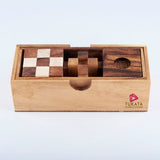 Darrahopens Gift & Novelty > Games > Board Games 3 individual brainteaser wooden puzzles in a gift wooden box