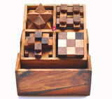 Darrahopens Gift & Novelty > Games > Board Games 4 individual brainteaser wooden puzzles in a gift wooden box