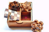 Darrahopens Gift & Novelty > Games > Board Games 4 individual brainteaser wooden puzzles in a gift wooden box