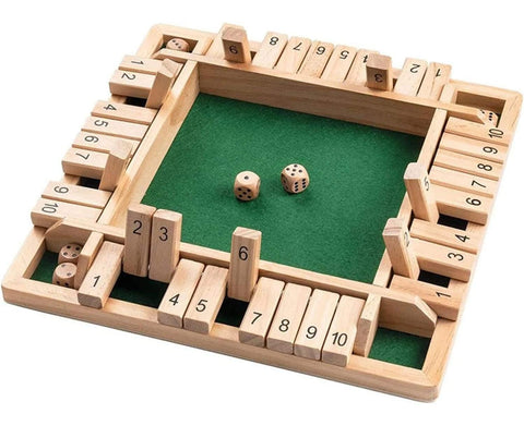 Darrahopens Gift & Novelty > Games > Board Games Wooden Board Game, 4 Players Shut The Box Dice Game Mathematics Traditional Pub Board Dice Game Travel board game