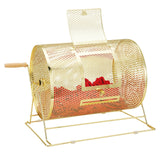 Darrahopens Gift & Novelty > Games > Card Games VEVOR Raffle Drum, 16.1 x Ø12 inch Brass Plated Raffle Ticket Spinning Cage, Holds 5000 Tickets or 200 Ping Pong Balls, Metal Lottery Spinning Drawing with Wooden Turning Handle, for Bingo Ballot Part