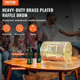 Darrahopens Gift & Novelty > Games > Card Games VEVOR Raffle Drum, 16.1 x Ø12 inch Brass Plated Raffle Ticket Spinning Cage, Holds 5000 Tickets or 200 Ping Pong Balls, Metal Lottery Spinning Drawing with Wooden Turning Handle, for Bingo Ballot Part