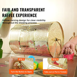 Darrahopens Gift & Novelty > Games > Card Games VEVOR Raffle Drum, 16.1 x Ø12 inch Brass Plated Raffle Ticket Spinning Cage, Holds 5000 Tickets or 200 Ping Pong Balls, Metal Lottery Spinning Drawing with Wooden Turning Handle, for Bingo Ballot Part