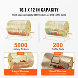 Darrahopens Gift & Novelty > Games > Card Games VEVOR Raffle Drum, 16.1 x Ø12 inch Brass Plated Raffle Ticket Spinning Cage, Holds 5000 Tickets or 200 Ping Pong Balls, Metal Lottery Spinning Drawing with Wooden Turning Handle, for Bingo Ballot Part