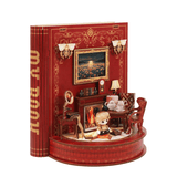 Darrahopens Gift & Novelty > Games > Jigsaw Puzzles & Accessories DIY Book Nook Kit Book Theater 3D Wooden Puzzle Miniature Dollhouse Bookshelf Insert with LED Light, 222 Pieces Bookend Decor for Adults Teens, Creative Gift for Book Lovers