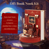 Darrahopens Gift & Novelty > Games > Jigsaw Puzzles & Accessories DIY Book Nook Kit Book Theater 3D Wooden Puzzle Miniature Dollhouse Bookshelf Insert with LED Light, 222 Pieces Bookend Decor for Adults Teens, Creative Gift for Book Lovers