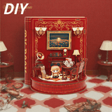 Darrahopens Gift & Novelty > Games > Jigsaw Puzzles & Accessories DIY Book Nook Kit Book Theater 3D Wooden Puzzle Miniature Dollhouse Bookshelf Insert with LED Light, 222 Pieces Bookend Decor for Adults Teens, Creative Gift for Book Lovers