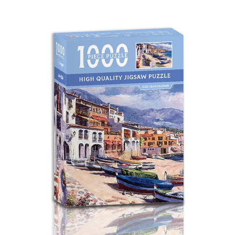 Darrahopens Gift & Novelty > Games > Jigsaw Puzzles & Accessories Seaside town 1000-Piece Jigsaw Puzzle – High-Quality Artistic Puzzle for Adults, Stress Relief & Mental Exercise（66-026）
